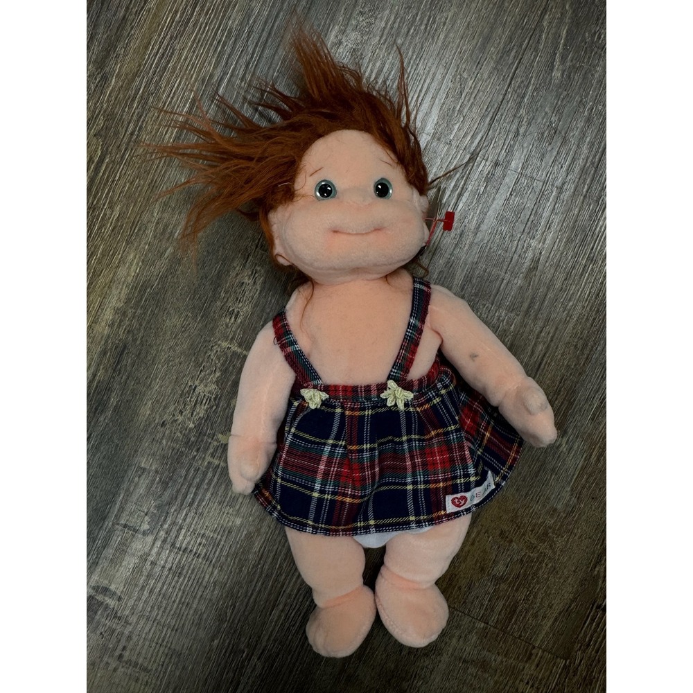 Ty Beanie Kids Ginger Plush Doll 1992 Vintage Red Hair Plaid Jumper with Tags